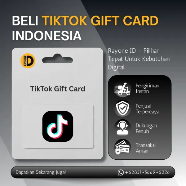 TikTok Gift Card Indonesia Resmi Rayone ID