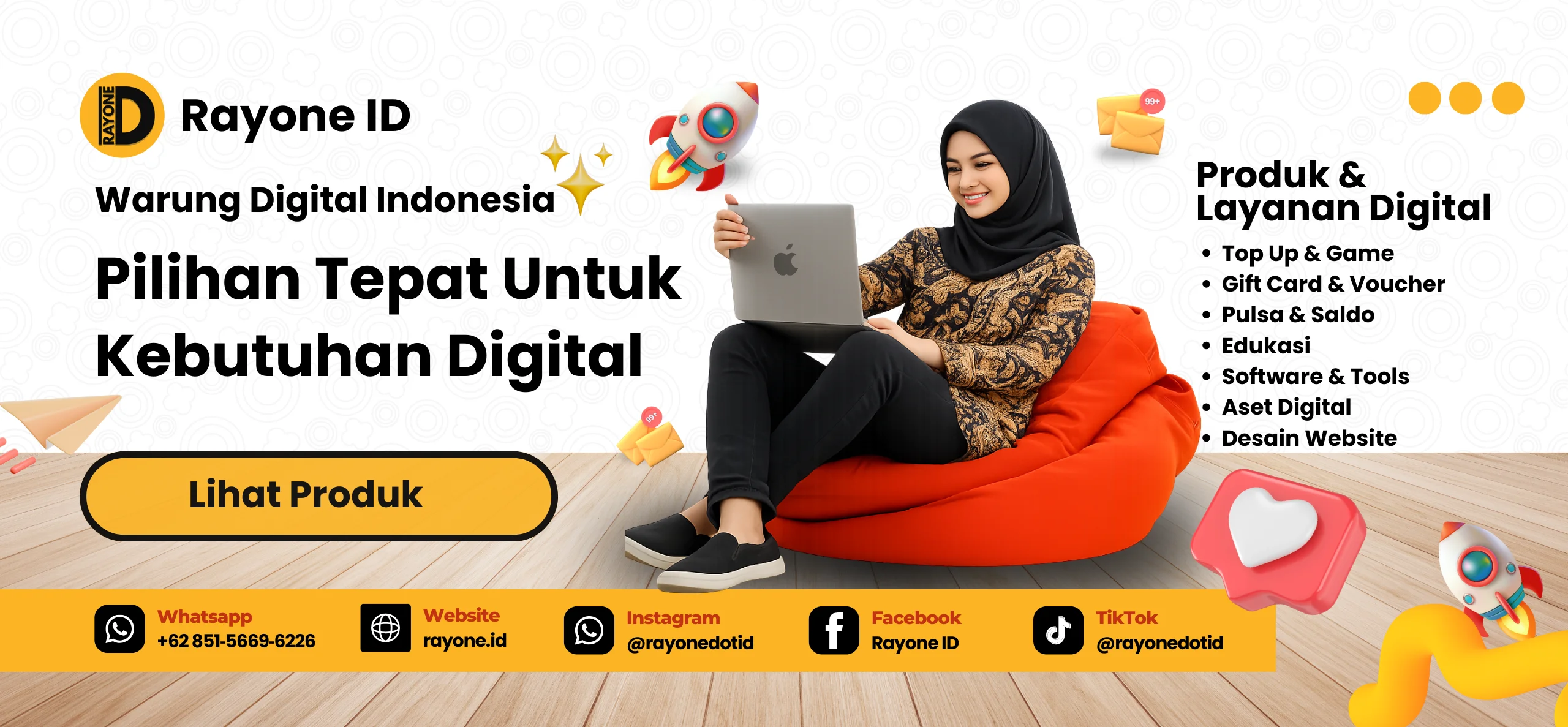 Rayone ID sebagai warung digital Indonesia yang menyediakan produk dan layanan digital terpercaya