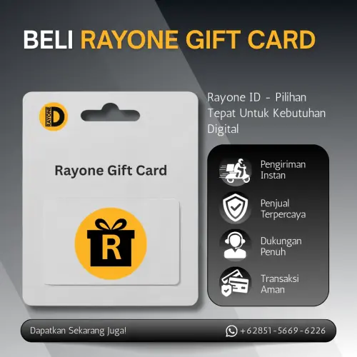 Rayone Gift Card voucher digital resmi untuk pembelian produk digital di Rayone ID